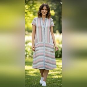 Jennifer Glasgow Striped Button-Down Dress Sz S